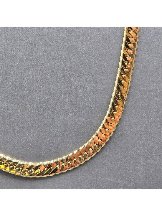 Unbranded Other - Vintage 14k Gold Plated Herringbone Chain Necklace 28" Heavy Cobra Mesh 6.3mm